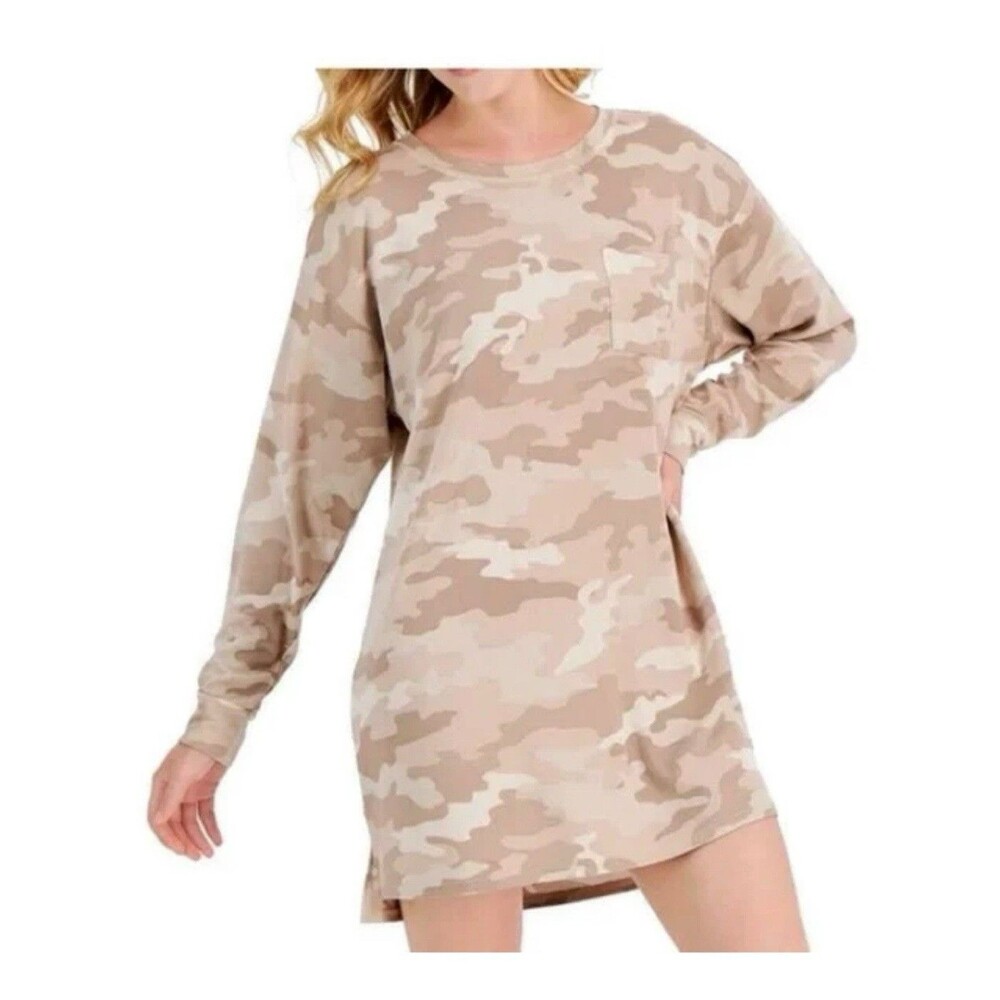 Jenni Women's Supersoft Sleepshirt Toffee Candy Tan Camo NWT Size L